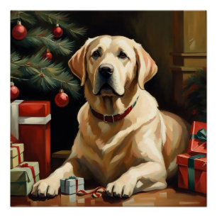 Póster Labrador Retriever Christmas