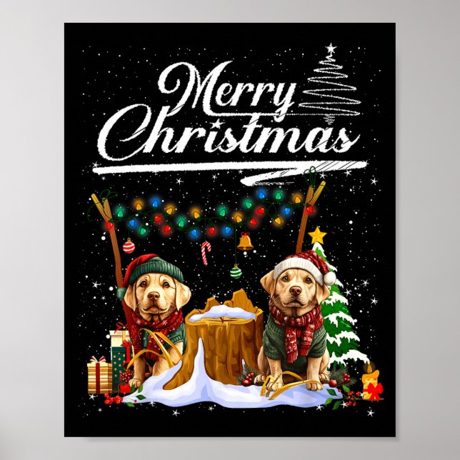 Poster Labrador Retriever Christmas Tree Decorations Dog  (Frente)