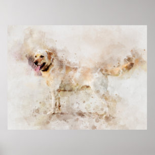 Poster Labrador Retriever Dog Watercolor Retrato 05