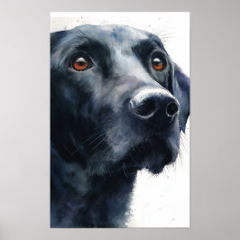 Poster Labrador retriever preto aquarela