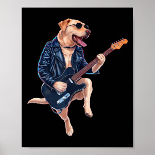 Poster Labrador Retriever Rock Star Guitarist Electric Gu