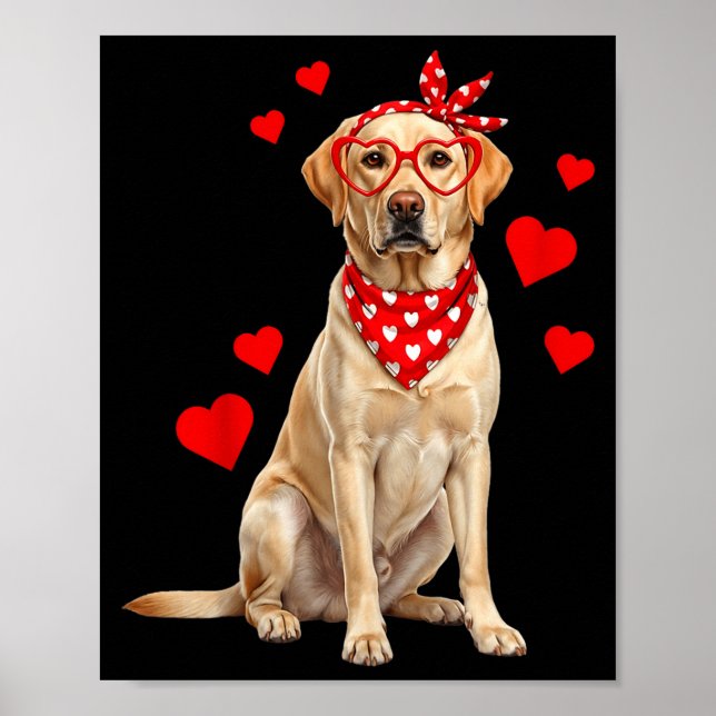 Poster Labrador Retriever Valentines Day Dog Lover Heart  (Frente)