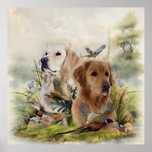 Poster Labrador Retrievers com Faisão, Arte