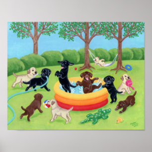 Póster Labradores do Summer Fun