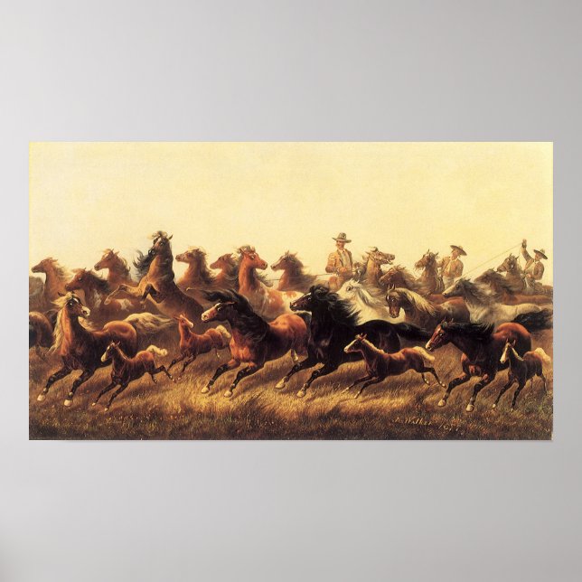 Poster Laçando Cavalos Selvagens por James Walker (Frente)