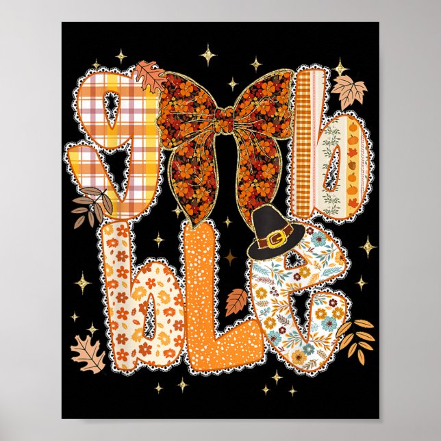Poster Lace Coquette Gobble Preppy Turkey Fa (Frente)