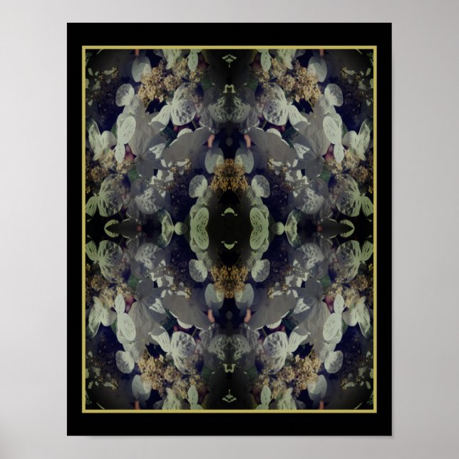 Poster Lacecap Branco Hydrangea Abstrato (Frente)