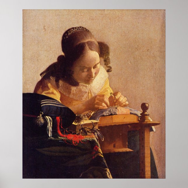 Poster Lacemaker por Johannes Vermeer (Frente)