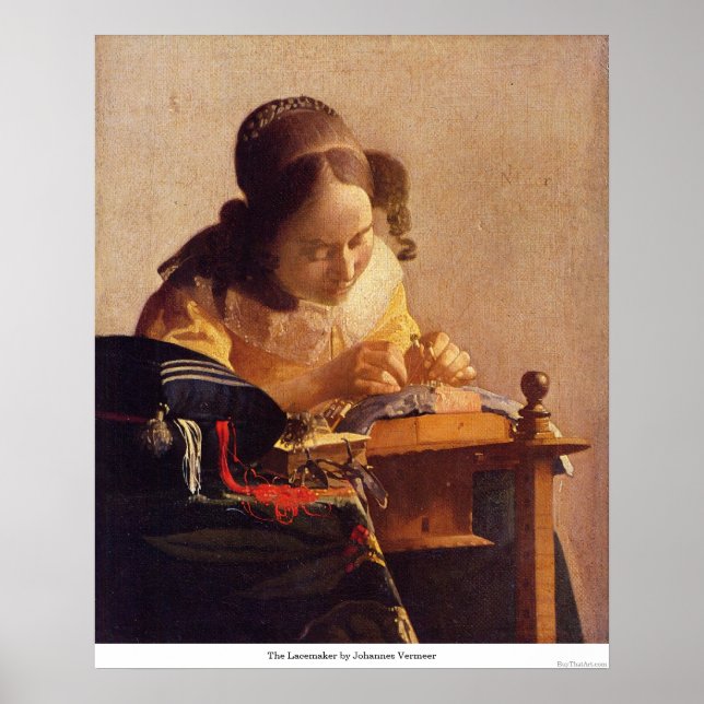 Poster Lacemaker por Johannes Vermeer (Frente)