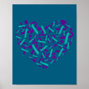 Poster Laço Azul e Roxo Conscientização Prevenção do Suic