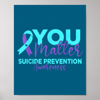 Poster Laço Azul e Roxo de Conscientização da Prevenção d