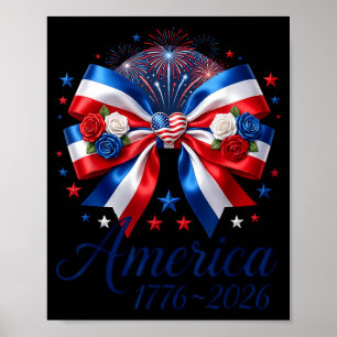 Poster Laço Coquete EUA Coração 1776 2026 4 de Julho 250º
