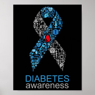 Poster Laço de conscientização do Dia Mundial do Diabetes