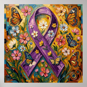 Poster Laço de Conscientização Roxo Fibro