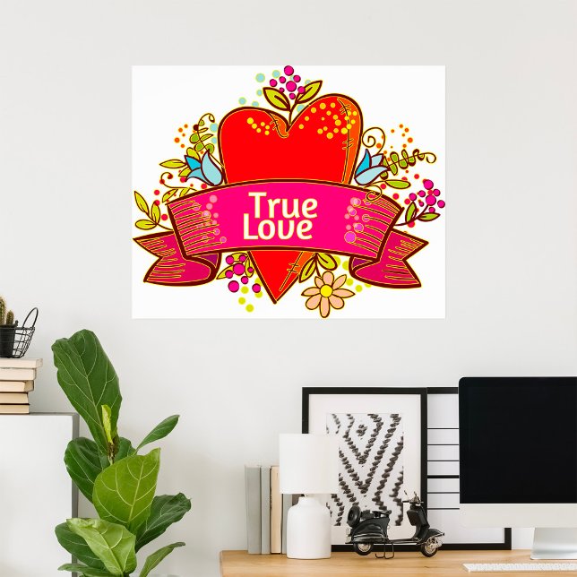 Poster Laço de Coração de Amor Verdadeiro com Elementos F (Criador carregado)