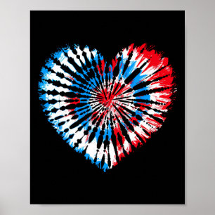 Poster Laço de Coração Dye 4 de Julho Bandeira Americana