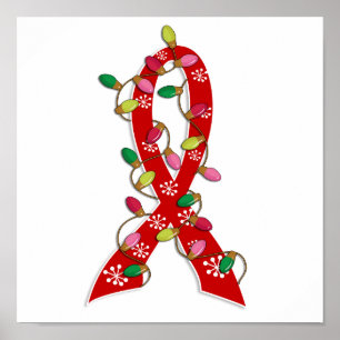 Póster Laço de Luzes de Natal AIDS