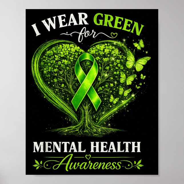 Poster Laço Mental Verde Saúde Mental (Frente)