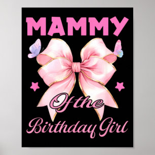 Poster Laço rosa coquete de aniversário da mamãe