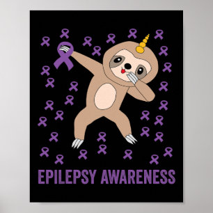Poster Laço Roxo de Conscientização sobre Epilepsia - Con