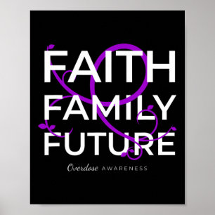 Poster Laço Roxo de Conscientização sobre Superdose Fé Fa