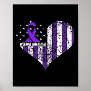 Poster Laço Roxo de Conscientização sobre Superdose Vício
