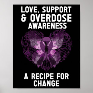 Poster Laço Roxo de Conscientização sobre Superdose Vício