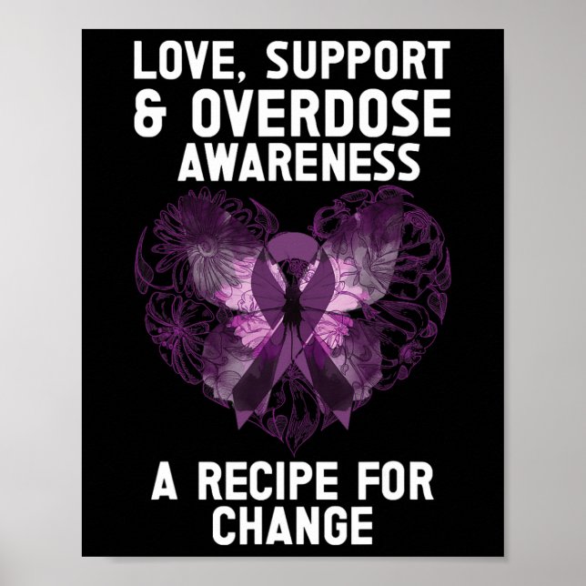 Poster Laço Roxo de Conscientização sobre Superdose Vício (Frente)