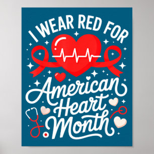Poster Laço Vermelho do Mês de Conscientização sobre Doen