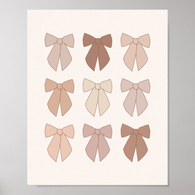 Poster Laços de Mousse de Mocha Preppy Coquette (Frente)