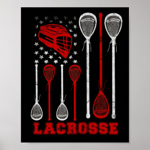 Poster Lacrosse American Flag Lax Sport