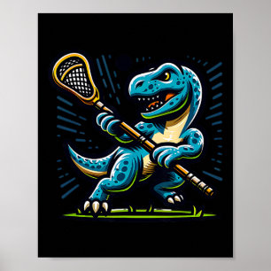 Poster Lacrosse Dinossauro Esportes Elegantes Retro Diver