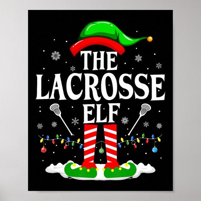 Poster Lacrosse Elf Funny Matching Xmas Lacrosse Chri (Frente)