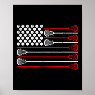 Poster Lacrosse EUA Bandeira Lax