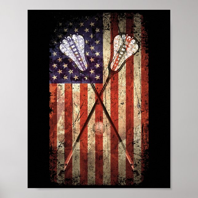 Poster Lacrosse LAX American Flag (Frente)