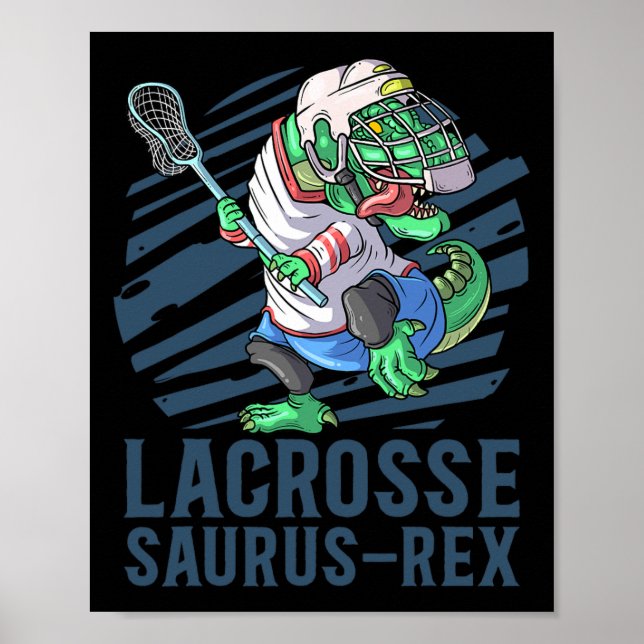 Poster Lacrosse-o-saurus T Rex Dinossauro Com Lança de La (Frente)