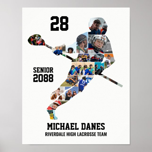 Poster Lacrosse Player Custom Sports Photo Collage (Frente)