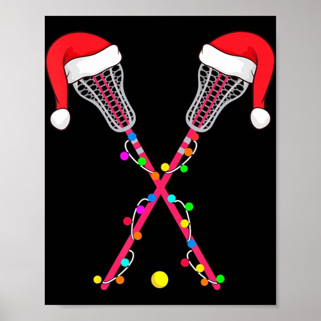Poster Lacrosse Santa Hat Natal Luz Divertimento Natal (Frente)