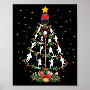 Poster Lacrosse Sports Lover Xmas Santa Hat Lacrosse Chri
