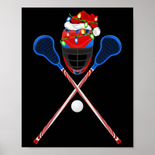 Poster Lacrosse Sports Lover Xmas Santa Hat Lacrosse Chri