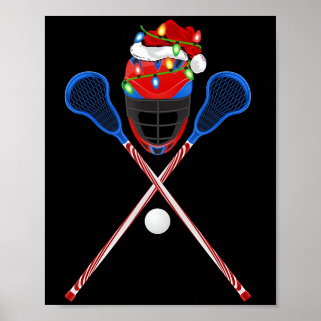 Poster Lacrosse Sports Lover Xmas Santa Hat Lacrosse Chri (Frente)