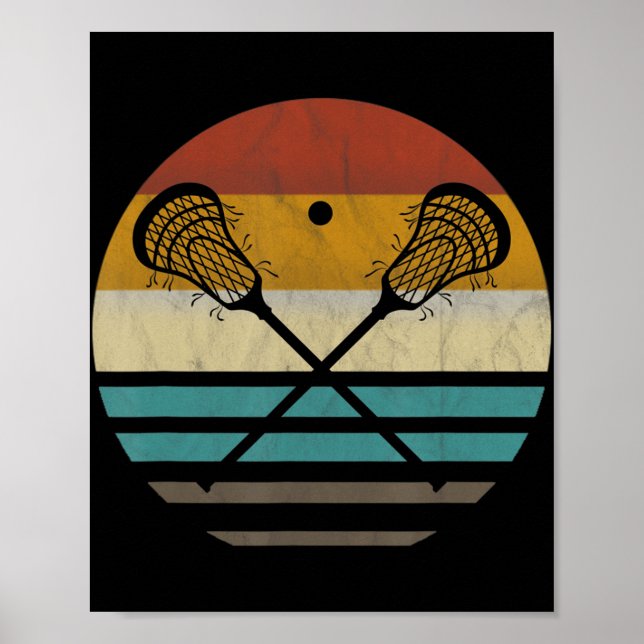 Poster Lacrosse Vintage Retro Lacrosse Stick Sun Gift (Frente)