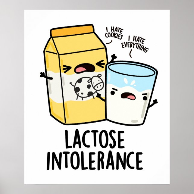 Poster Lactose Intolerância Engraçada Leite Pun (Frente)