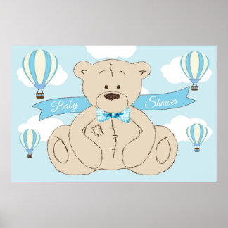Poster Lado do Urso de Teddy, é um Menino, Chá de fraldas