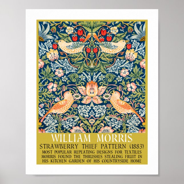Poster Ladrão de morango - Design de William Morris (Frente)
