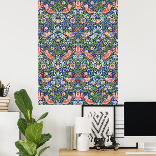 Poster Ladrão de Morango William Morris Azul Marinho Cora