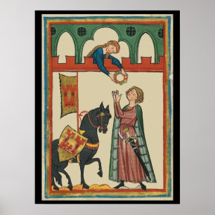 Poster Lady Awarding Knight A Garland, 14 século