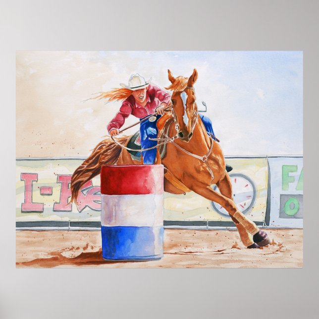 Póster Lady Barrel Racer. Contestação Ocidental. (Frente)