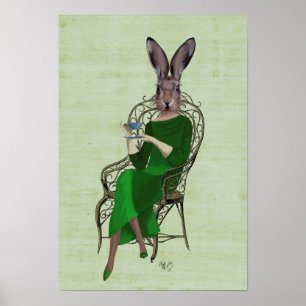 Póster Lady Bella Rabbit Tomando Chá
