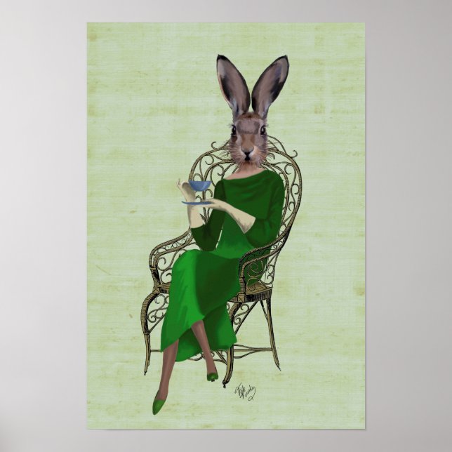 Póster Lady Bella Rabbit Tomando Chá (Frente)
